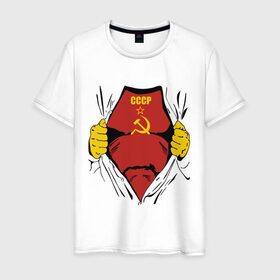 Мужская футболка хлопок с принтом Рожденный в СССР , 100% хлопок | прямой крой, круглый вырез горловины, длина до линии бедер, слегка спущенное плечо. | молот | рожден | рожденный | серп | советский | социализм | союз | ссср