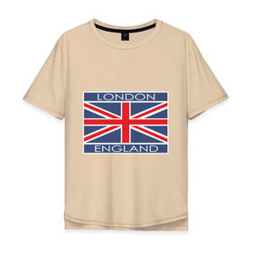 Мужская футболка хлопок Oversize с принтом London - Лондон с флагом Англии , 100% хлопок | свободный крой, круглый ворот, “спинка” длиннее передней части | Тематика изображения на принте: лондон