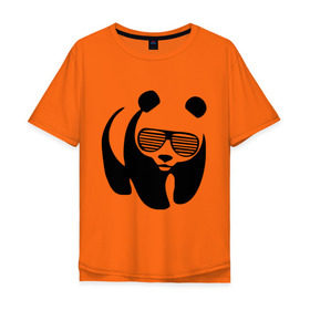 Мужская футболка хлопок Oversize с принтом Панда в очках жалюзи , 100% хлопок | свободный крой, круглый ворот, “спинка” длиннее передней части | панда
