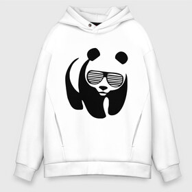 Мужское худи Oversize хлопок с принтом Панда в очках жалюзи , френч-терри — 70% хлопок, 30% полиэстер. Мягкий теплый начес внутри —100% хлопок | боковые карманы, эластичные манжеты и нижняя кромка, капюшон на магнитной кнопке | панда