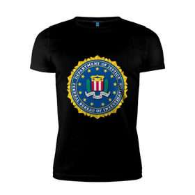Мужская футболка премиум с принтом FBI (Fidelity Bravery Intergrity) , 92% хлопок, 8% лайкра | приталенный силуэт, круглый вырез ворота, длина до линии бедра, короткий рукав | Тематика изображения на принте: 