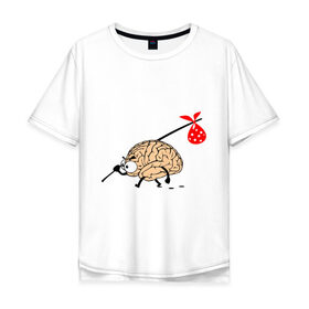Мужская футболка хлопок Oversize с принтом Мозг уходит , 100% хлопок | свободный крой, круглый ворот, “спинка” длиннее передней части | brain | вынос мозга | мозг | мозги