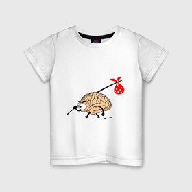 Детская футболка хлопок с принтом Мозг уходит , 100% хлопок | круглый вырез горловины, полуприлегающий силуэт, длина до линии бедер | brain | вынос мозга | мозг | мозги