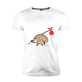 Мужская футболка премиум с принтом Мозг уходит , 92% хлопок, 8% лайкра | приталенный силуэт, круглый вырез ворота, длина до линии бедра, короткий рукав | brain | вынос мозга | мозг | мозги
