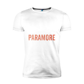 Мужская футболка премиум с принтом Paramore orange logo , 92% хлопок, 8% лайкра | приталенный силуэт, круглый вырез ворота, длина до линии бедра, короткий рукав | Тематика изображения на принте: paramore | rock | группы | логотип | рок