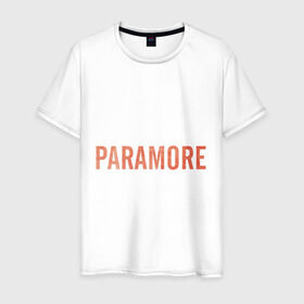 Мужская футболка хлопок с принтом Paramore orange logo , 100% хлопок | прямой крой, круглый вырез горловины, длина до линии бедер, слегка спущенное плечо. | Тематика изображения на принте: paramore | rock | группы | логотип | рок