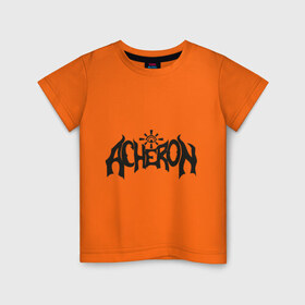 Детская футболка хлопок с принтом Acheron , 100% хлопок | круглый вырез горловины, полуприлегающий силуэт, длина до линии бедер | Тематика изображения на принте: acheron | death | metal | блэк | группы | дэт метал | логотип