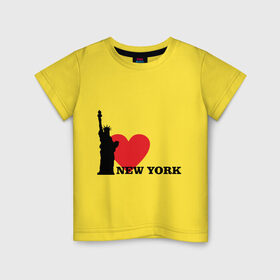 Детская футболка хлопок с принтом I love New York (NY Freedom) , 100% хлопок | круглый вырез горловины, полуприлегающий силуэт, длина до линии бедер | Тематика изображения на принте: america | cша | new york | usa | америка | нью йорк | статуя свободы