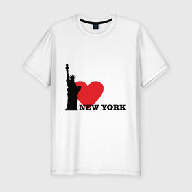 Мужская футболка премиум с принтом I love New York (NY Freedom) , 92% хлопок, 8% лайкра | приталенный силуэт, круглый вырез ворота, длина до линии бедра, короткий рукав | america | cша | new york | usa | америка | нью йорк | статуя свободы