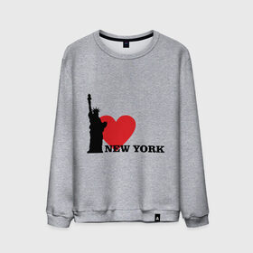 Мужской свитшот хлопок с принтом I love New York (NY Freedom) , 100% хлопок |  | Тематика изображения на принте: america | cша | new york | usa | америка | нью йорк | статуя свободы