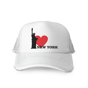 Кепка тракер с сеткой с принтом I love New York (NY Freedom) , трикотажное полотно; задняя часть — сетка | длинный козырек, универсальный размер, пластиковая застежка | Тематика изображения на принте: america | cша | i love ny | new york | usa | америка | нью йорк | статуя свободы