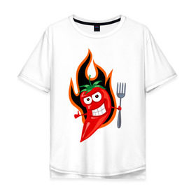 Мужская футболка хлопок Oversize с принтом Горячий перец (red hot pepper) , 100% хлопок | свободный крой, круглый ворот, “спинка” длиннее передней части | red hot pepper | горячий перец | огонек | огонь | перец | перчик