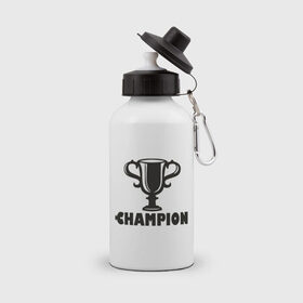 Бутылка спортивная с принтом Champion №1 , металл | емкость — 500 мл, в комплекте две пластиковые крышки и карабин для крепления | 