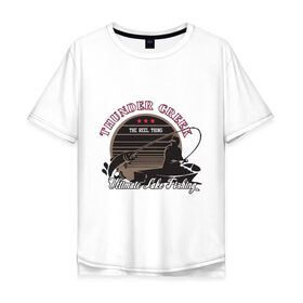 Мужская футболка хлопок Oversize с принтом Ultimate Lake Fishing , 100% хлопок | свободный крой, круглый ворот, “спинка” длиннее передней части | 