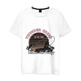 Мужская футболка хлопок с принтом Ultimate Lake Fishing , 100% хлопок | прямой крой, круглый вырез горловины, длина до линии бедер, слегка спущенное плечо. | 