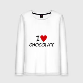 Женский лонгслив хлопок с принтом Chocolate , 100% хлопок |  | chocolate | i love | вкуснятина | конфеты | люблю шоколад | сладкое | сладкоежка | сладости | шоколад | шоколадный