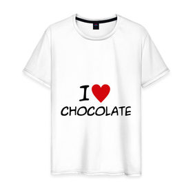 Мужская футболка хлопок с принтом Chocolate , 100% хлопок | прямой крой, круглый вырез горловины, длина до линии бедер, слегка спущенное плечо. | chocolate | i love | вкуснятина | конфеты | люблю шоколад | сладкое | сладкоежка | сладости | шоколад | шоколадный