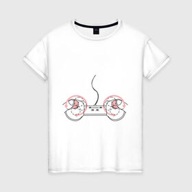 Женская футболка хлопок с принтом Джойстик , 100% хлопок | прямой крой, круглый вырез горловины, длина до линии бедер, слегка спущенное плечо | джойстик | игра | играть | компьютер | управление