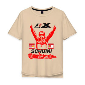 Мужская футболка хлопок Oversize с принтом F1 X Schumaher , 100% хлопок | свободный крой, круглый ворот, “спинка” длиннее передней части | формула 1