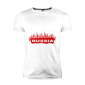 Мужская футболка премиум с принтом Огненная россия , 92% хлопок, 8% лайкра | приталенный силуэт, круглый вырез ворота, длина до линии бедра, короткий рукав | 