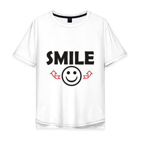 Мужская футболка хлопок Oversize с принтом Russian smile , 100% хлопок | свободный крой, круглый ворот, “спинка” длиннее передней части | smile | смайл | смайлик | улыбка