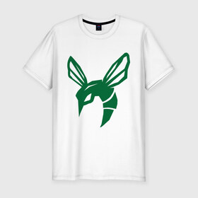 Мужская футболка премиум с принтом Зелёный шершень , 92% хлопок, 8% лайкра | приталенный силуэт, круглый вырез ворота, длина до линии бедра, короткий рукав | green hornet   зелёный шершень. супер герой из комиксов.зелёный шершень | насекомые | оса | осы | шершень