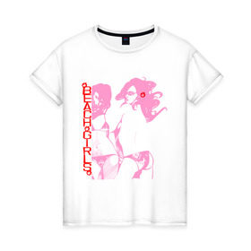 Женская футболка хлопок с принтом Beach girls , 100% хлопок | прямой крой, круглый вырез горловины, длина до линии бедер, слегка спущенное плечо | 