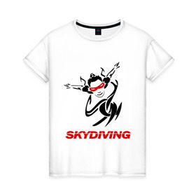 Женская футболка хлопок с принтом Skydiving (1) , 100% хлопок | прямой крой, круглый вырез горловины, длина до линии бедер, слегка спущенное плечо | skydiving | авиационный спорт | парашют | парашютизм | свободное падение | скайдайвинг