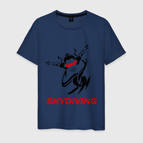 Мужская футболка хлопок с принтом Skydiving , 100% хлопок | прямой крой, круглый вырез горловины, длина до линии бедер, слегка спущенное плечо. | Тематика изображения на принте: skydiving | авиационный спорт | парашют | парашютизм | свободное падение | скайдайвинг