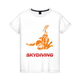 Женская футболка хлопок с принтом Skydiving (2) , 100% хлопок | прямой крой, круглый вырез горловины, длина до линии бедер, слегка спущенное плечо | skydiving | авиационный спорт | парашют | парашютизм | свободное падение | скайдайвинг