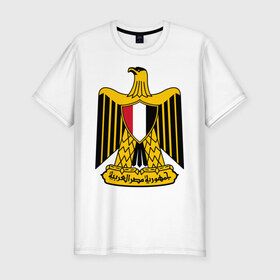 Мужская футболка премиум с принтом Египет герб , 92% хлопок, 8% лайкра | приталенный силуэт, круглый вырез ворота, длина до линии бедра, короткий рукав | африка | герб | египет | каир | орел | пирамиды