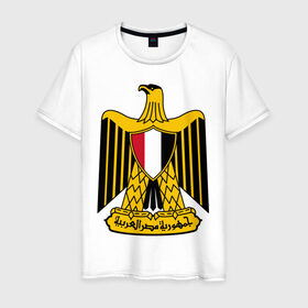 Мужская футболка хлопок с принтом Египет герб , 100% хлопок | прямой крой, круглый вырез горловины, длина до линии бедер, слегка спущенное плечо. | африка | герб | египет | каир | орел | пирамиды