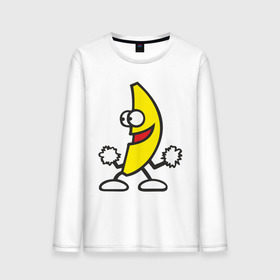 Мужской лонгслив хлопок с принтом Танцующий банан. , 100% хлопок |  | Тематика изображения на принте: банан