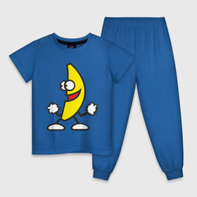 Детская пижама хлопок с принтом Танцующий банан. , 100% хлопок |  брюки и футболка прямого кроя, без карманов, на брюках мягкая резинка на поясе и по низу штанин
 | банан