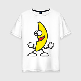 Женская футболка хлопок Oversize с принтом Танцующий банан , 100% хлопок | свободный крой, круглый ворот, спущенный рукав, длина до линии бедер
 | банан