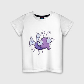 Детская футболка хлопок с принтом Фиолетовая муха , 100% хлопок | круглый вырез горловины, полуприлегающий силуэт, длина до линии бедер | муха | насекомые | фиолетовая муха