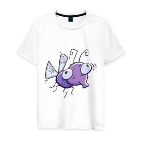 Мужская футболка хлопок с принтом Фиолетовая муха , 100% хлопок | прямой крой, круглый вырез горловины, длина до линии бедер, слегка спущенное плечо. | муха | насекомые | фиолетовая муха