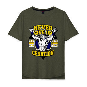 Мужская футболка хлопок Oversize с принтом WWE John Cena Never Give Up (3) , 100% хлопок | свободный крой, круглый ворот, “спинка” длиннее передней части | джон сина