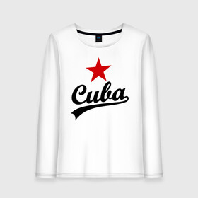 Женский лонгслив хлопок с принтом Куба - Cuba , 100% хлопок |  | звезда | куба | надпись | остров свободы