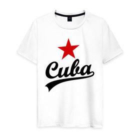 Мужская футболка хлопок с принтом Куба - Cuba , 100% хлопок | прямой крой, круглый вырез горловины, длина до линии бедер, слегка спущенное плечо. | звезда | куба | надпись | остров свободы