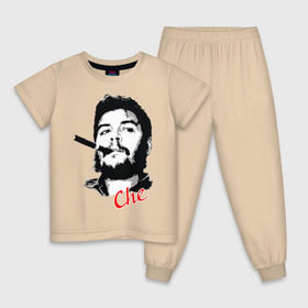 Детская пижама хлопок с принтом Че Гевара с сигарой , 100% хлопок |  брюки и футболка прямого кроя, без карманов, на брюках мягкая резинка на поясе и по низу штанин
 | che | guevara | гевара | куба | личность | революция | че
