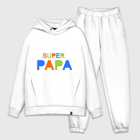 Мужской костюм хлопок OVERSIZE с принтом Super papa ,  |  | Тематика изображения на принте: super papa | отец | папа | подарок папе | супер папа