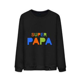 Мужской свитшот хлопок с принтом Super papa , 100% хлопок |  | Тематика изображения на принте: super papa | отец | папа | подарок папе | супер папа