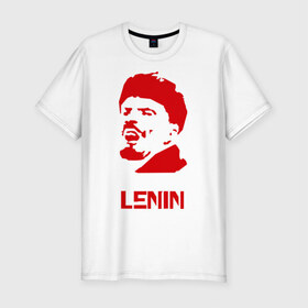 Мужская футболка премиум с принтом Ленин (2) , 92% хлопок, 8% лайкра | приталенный силуэт, круглый вырез ворота, длина до линии бедра, короткий рукав | герб | коммунизм | ленин | молот | серп | советский | социализм | союз | ссср