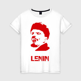 Женская футболка хлопок с принтом Ленин (2) , 100% хлопок | прямой крой, круглый вырез горловины, длина до линии бедер, слегка спущенное плечо | герб | коммунизм | ленин | молот | серп | советский | социализм | союз | ссср
