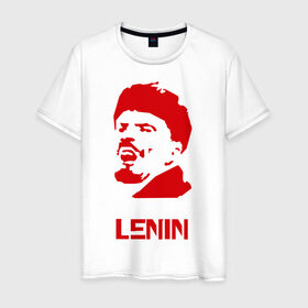 Мужская футболка хлопок с принтом Ленин (2) , 100% хлопок | прямой крой, круглый вырез горловины, длина до линии бедер, слегка спущенное плечо. | герб | коммунизм | ленин | молот | серп | советский | социализм | союз | ссср