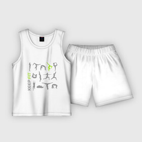 Детская пижама с шортами хлопок с принтом Keep fit fitness ,  |  | keep fit fitness | гимнастика | йога | фит | фитнес