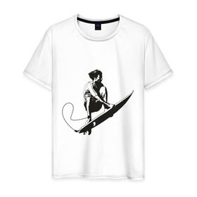 Мужская футболка хлопок с принтом На гребне волны , 100% хлопок | прямой крой, круглый вырез горловины, длина до линии бедер, слегка спущенное плечо. | surf | surfing | на гребне волны | серф | серфер | серфинг