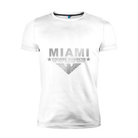 Мужская футболка премиум с принтом Miami - The Tony Montana empire , 92% хлопок, 8% лайкра | приталенный силуэт, круглый вырез ворота, длина до линии бедра, короткий рукав | Тематика изображения на принте: business | cocaine | бизнес | майами