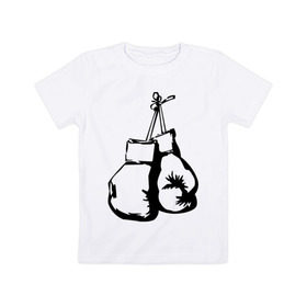 Детская футболка хлопок с принтом Боксерские перчатки (3) , 100% хлопок | круглый вырез горловины, полуприлегающий силуэт, длина до линии бедер | боксерские перчатки | емельяненко | тату | чёрно белое